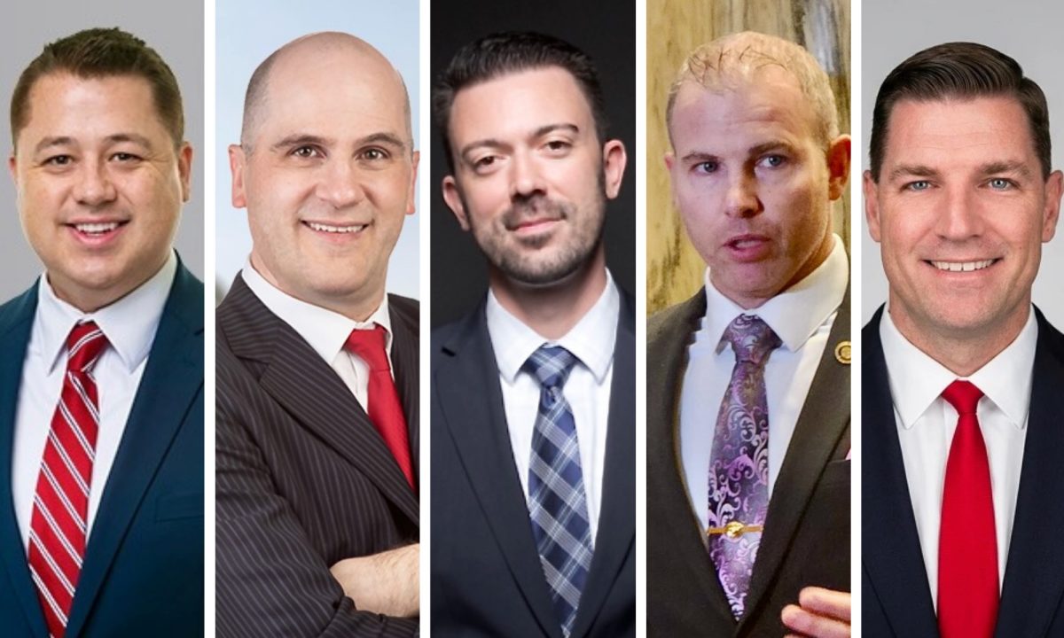 The candidates for the Republican nomination in Missouri's 5th Congressional District are, from left, Micah Beebe, Brett Hueffmeier, Taylor Burks, Rick Brattin and Brad Patty (Compiled from submitted and staff photos).